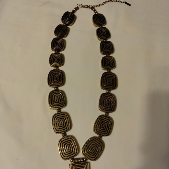 Iris Apfel & Bajalia Gold Toned Geometric Chunky Statement Necklace - Picture 4 of 12